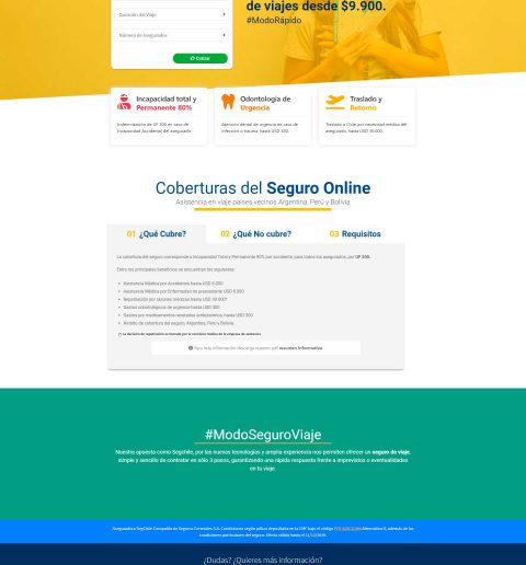 LandingPage Seguro de Viajes